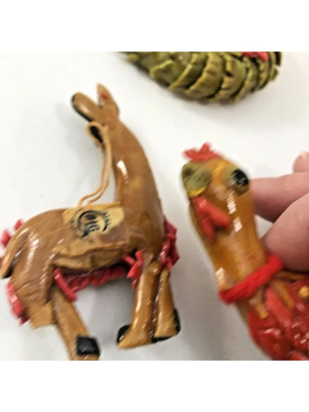 Handmade Vtg Folk Art Bread Dough Christmas Ornaments - set of 8 - see notes